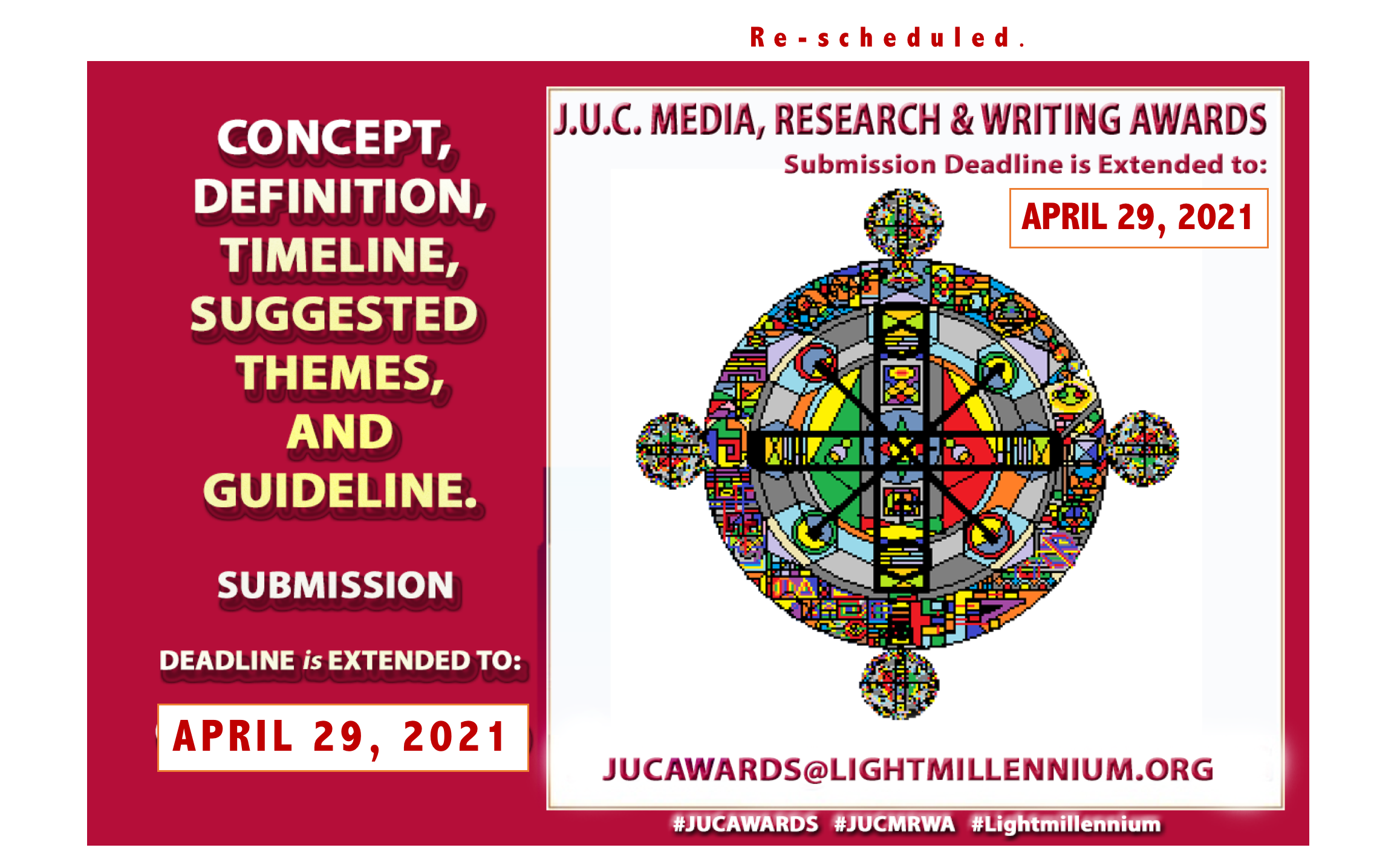 CONCEPT, DEFINITION, TIMELINE, SUGGESTED THEMES & GUIDELINE: THE J.U.C. M-R-W AWARDS – Submission Deadline is extended to: April 29, 2021