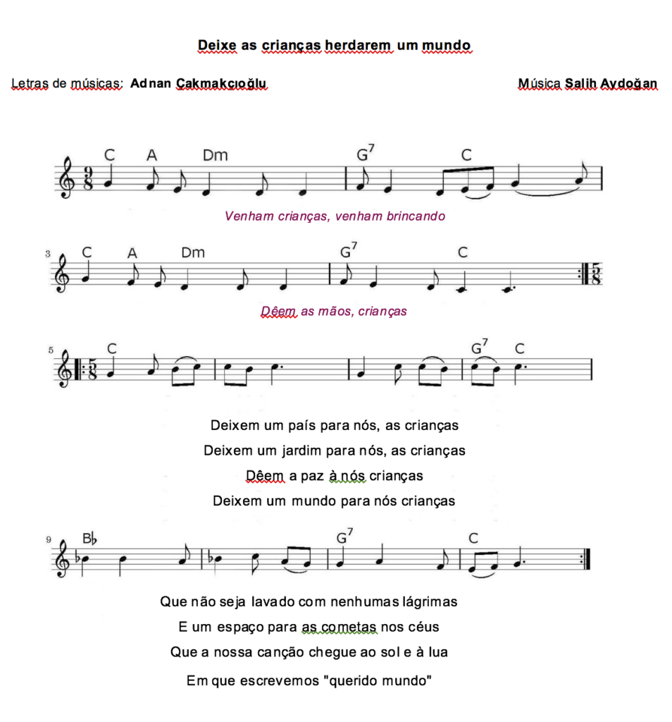 In Portuguese, Children Song, lyrics by Adnan Çakmakçıoğlu