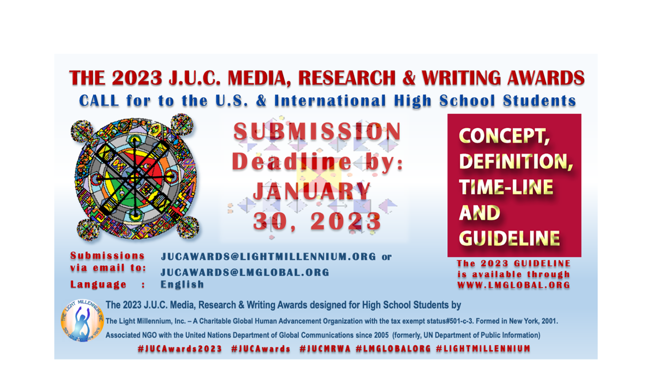 The 2023 J.U.C. MEDIA, RESEARCH AND WRITING AWARDS CONCEPT, DEFINITION, TIMELINE AND GUIDELINE