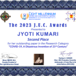 The 2023 J.U.C. Awards Presented to: JYOTI KUMARI, Second Place in Research Category #JUCAwards2023, #JUCMRWA2023