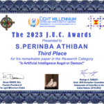 The 2023 J.U.C. Awards Presented to S. Perinba Athiban, Third Place in Research Category #JUCAwards2023, #JUCMRWA2023