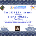 Simay Yüksel's Certificate, First Place in Research
