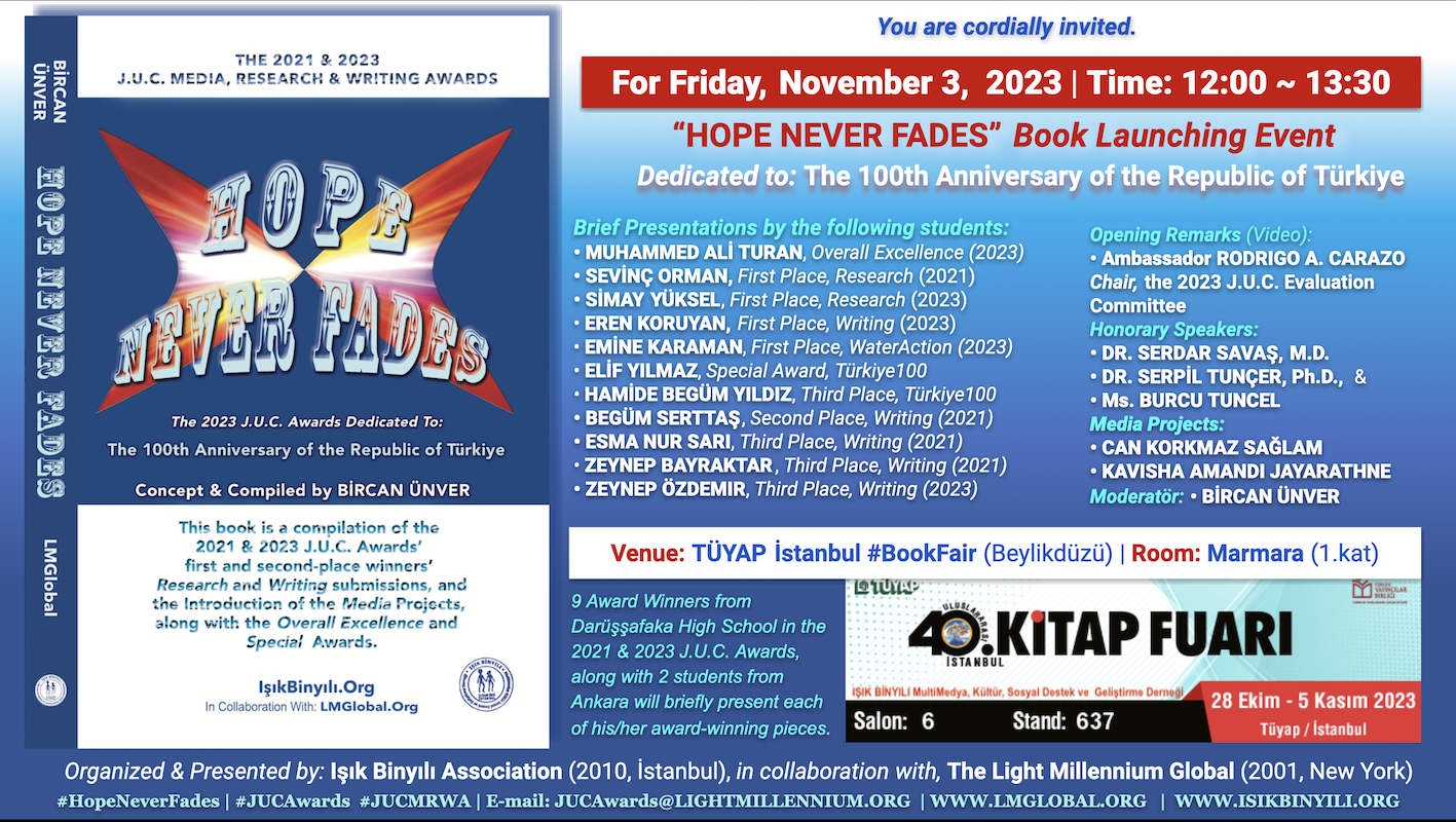 “HOPE NEVER FADES” Book Launching at the 40th TÜYAP İstanbul #BookFair on Nov. 3, 2023