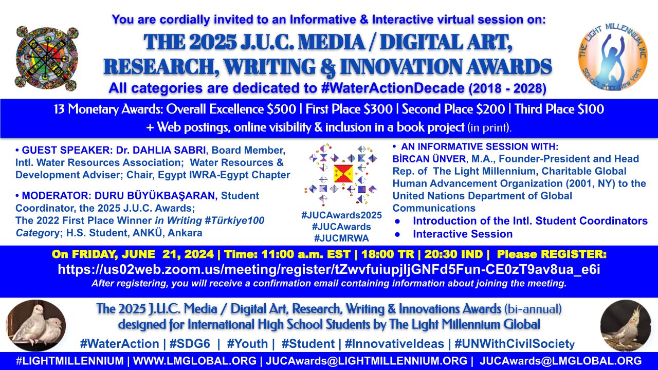 Invitation to an Informative Meeting on the 2025 J.U.C. MEDIA / DIGITAL ART, RESEARCH, WRITING & INNOVATION AWARDS – On June 21, 2024 at 11:00 EST