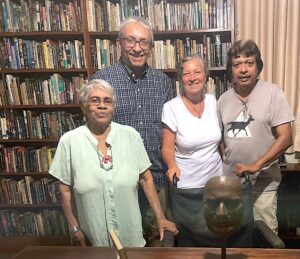 Dotti, Nalaka Gunawardene, Rohan De Silva, Bircan Ünver at Sir Arthur C Clarke's office, Barnes Place, Colombo, Sri Lanka, Dec. 30, 2023