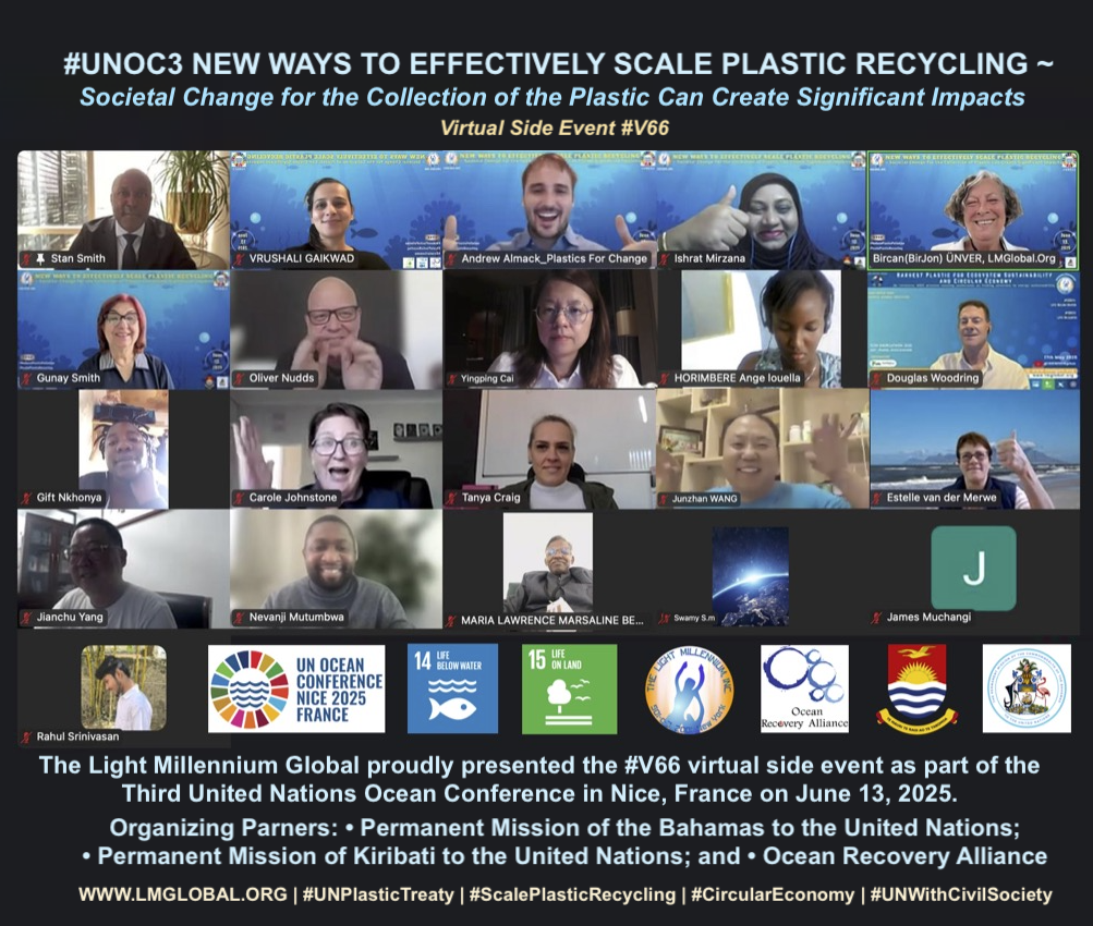 Summary of the #UNOC3 NEW WAYS TO EFFECTIVELY SCALE PLASTIC RECYCLING  – Societal Change for the Collection of Plastic Can Create Significant Impacts Side Event #V66