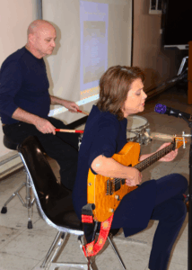 Eliana Amherd and Mike Culkin are jointly performing of John J. Culkin music at Richmond Hill Public Library on Nov. 8, 2025.